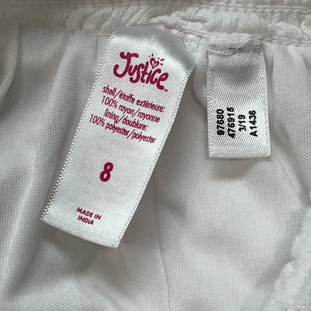 Justice Girls White‎ Floral Sequin Hi Low Skirt Size 8